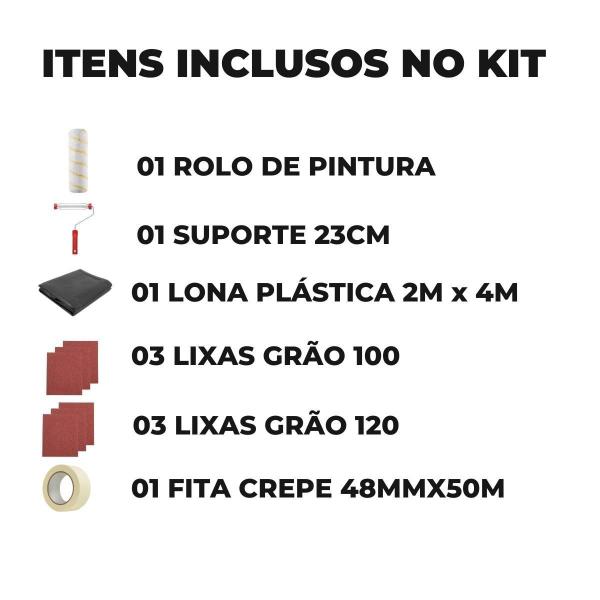 Imagem de Rolo De Pintura Antirespingo + Suporte + Lona 2Mx4M + Lixa