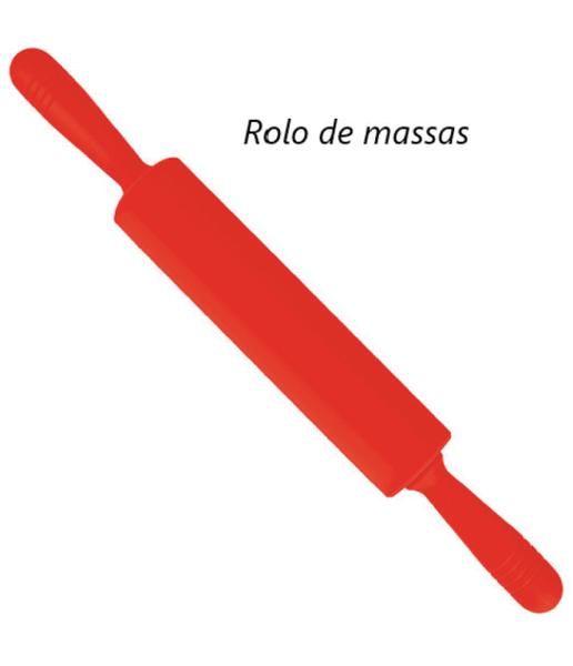 Imagem de Rolo de pizza Abrir massas macarrão Pastel silicone antiaderente Pão Vermelho Confeitaria doces Profissional FS24uni