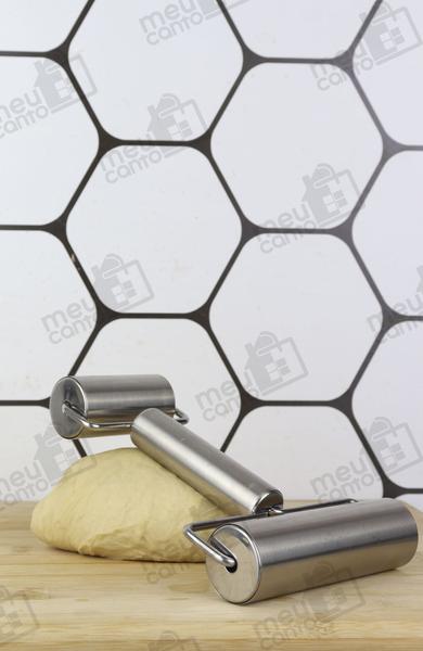 Imagem de Rolo Duplo Para Abrir Massas Macarrão Pão Pizza Confeitaria Doces Pastel Em Aço Inox