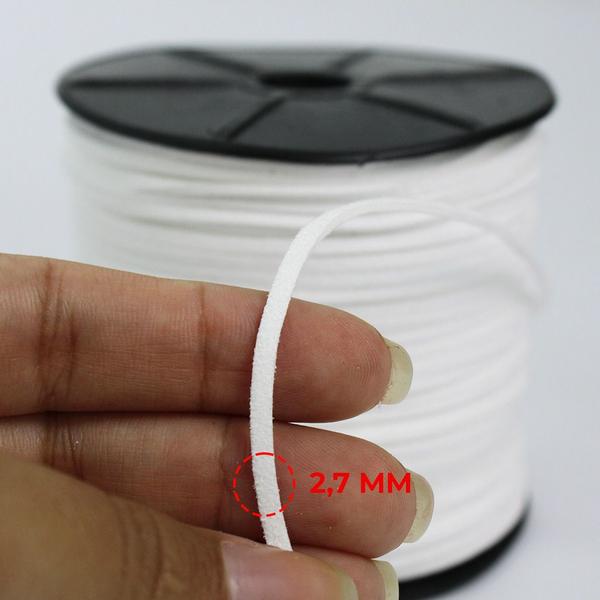 Imagem de Rolo Fio Camurça 2.7mm Branco Para Artesanato Colar Bijuteria 100 Metros