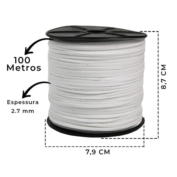 Rolo Fio Camurça 2.7mm Branco Para Artesanato Colar Bijuteria 100 Metros - Sundayaccessory Imagem de Rolo Fio Camurça 2.7mm Branco Para Artesanato Colar Bijuteria 100 Metros