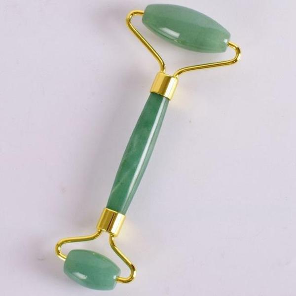 Imagem de Rolo Massageador Pedra Aventurina Quartzo Verde + Placa Gua Sha - Wapshop