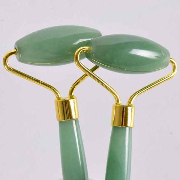 Imagem de Rolo Massageador Pedra Aventurina Quartzo Verde + Placa Gua Sha - Wapshop