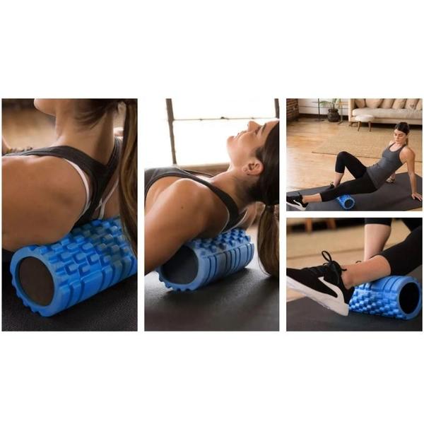 Imagem de Rolo Massagem Liberação Miofascial Foam Roller Soltura Yoga Pilates - Azul