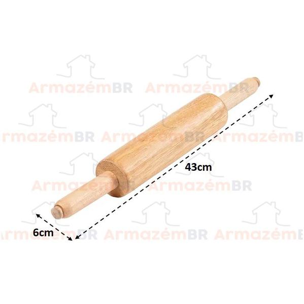 Imagem de Rolo Móvel 43cm Para Massas Pizza Pão Macarrão De Madeira Cozinha - 16c Stolf