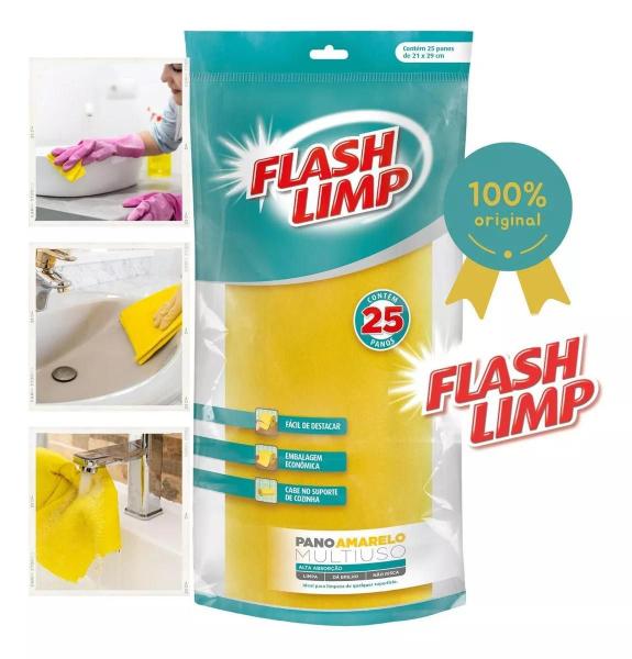 Imagem de Rolo Pano Amarelo Multiuso Flashlimp C/25Pcs - FLP4533