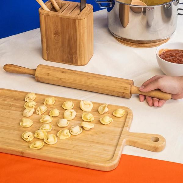 Imagem de Rolo Para Massa De Macarrão Pastel Pizza E Pao Feito De Bambu