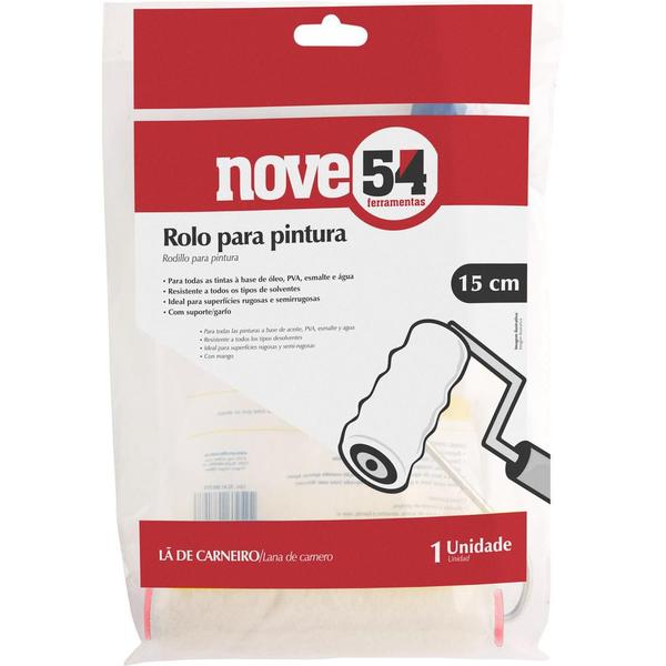 Imagem de Rolo para pintura lã de carneiro 15cm com suporte - Nove54