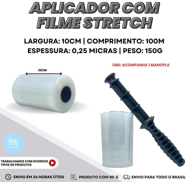 Imagem de Rolo Plastico Filme Transparente + 1 Aplicador - 10Unidades