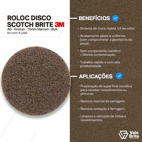 Imagem de Roloc Disco Scotch Brite Ag (grosso) 75mm Marrom 3m Bulk