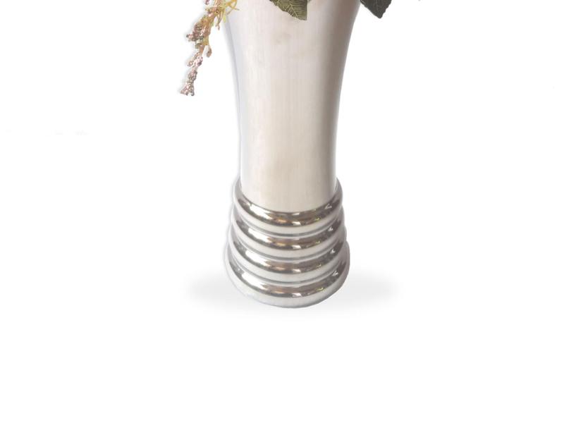 Imagem de Rosa E Gérbera De Luxo Arranjo Flor Artificial Com Vaso Em Vidro Dourado - FLORDECORAR