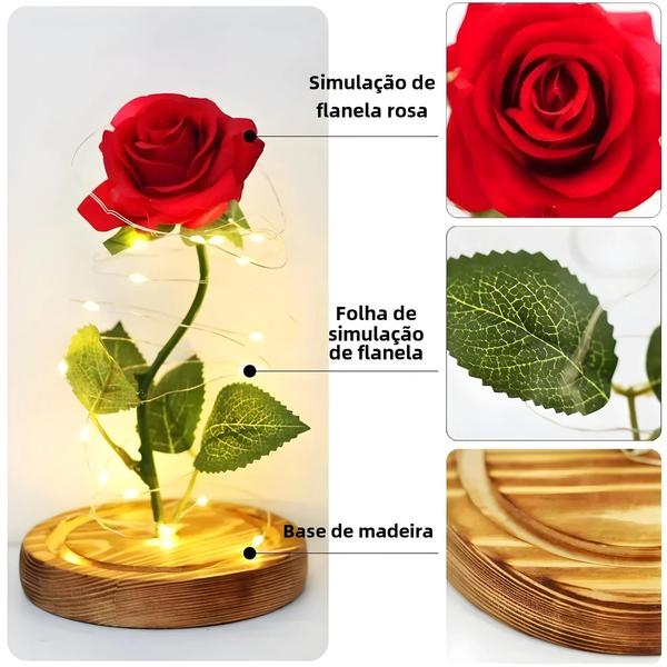 Imagem de Rosa Eterna Artificial A Bela e a Fera - Presente para Dia dos Namorados e Casamento