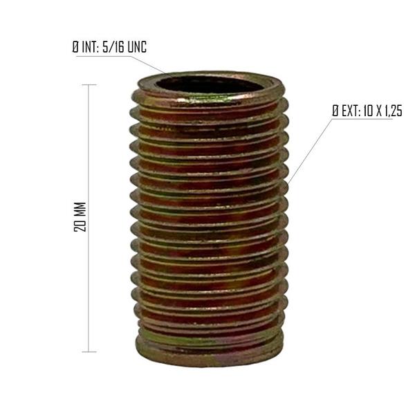 Imagem de Rosca Postiça Bucha Roscada - 5/16X18 - M10x1,25 - 30 Pçs