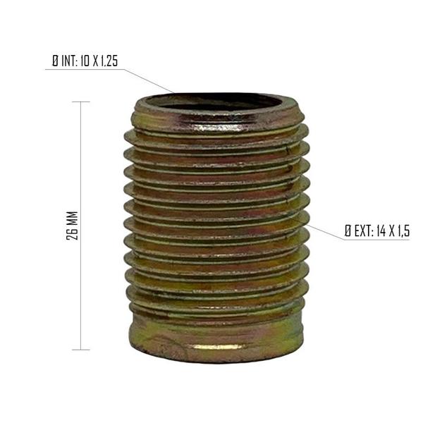 Imagem de Rosca Postiça Bucha Roscada - M10x1,25 - M14x1,5 - 50 Pçs