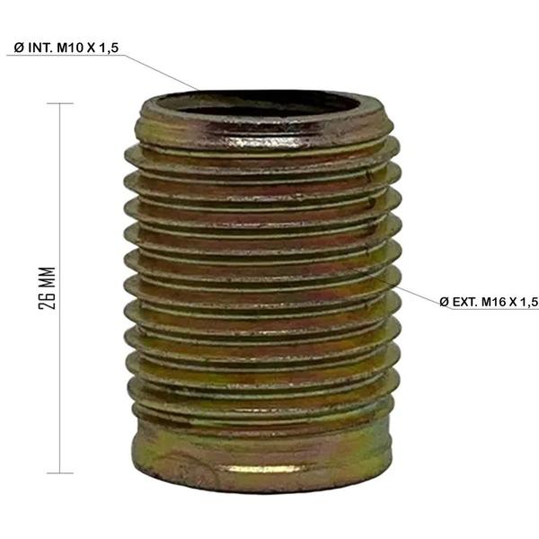 Imagem de Rosca Postiça Bucha Roscada - M10x1,5 - M16x1,5 - 10 Pçs