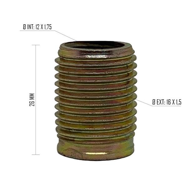 Imagem de Rosca Postiça Bucha Roscada - M12x1,75 - M16x1,5 - 30 Pçs