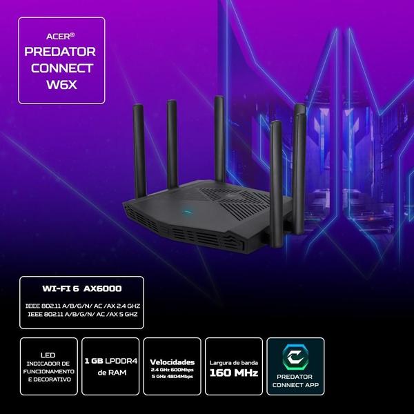 Roteador Acer Predator Connect W6x Wi-Fi 6 AX6000 de Banda Dupla 3