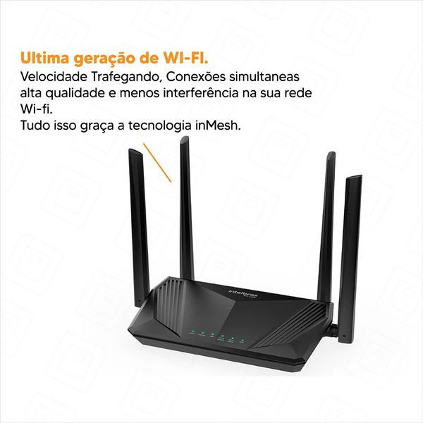 Imagem de Roteador Intelbras W6-1500 Wi-Fi 6 Dual Band 2,4GHz/5GHz 300mbps Preto