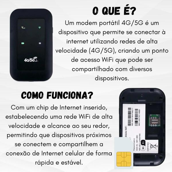 Imagem de Roteador Portátil Internet Móvel 4G E 5G Lte Recarregável