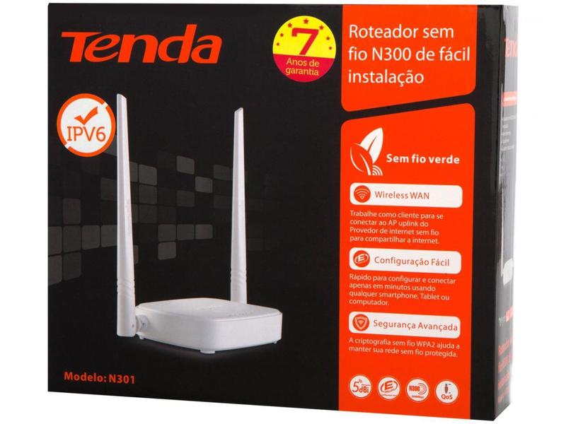 Imagem de Roteador Tenda N301 300Mbps 2 Antenas - 4 Portas