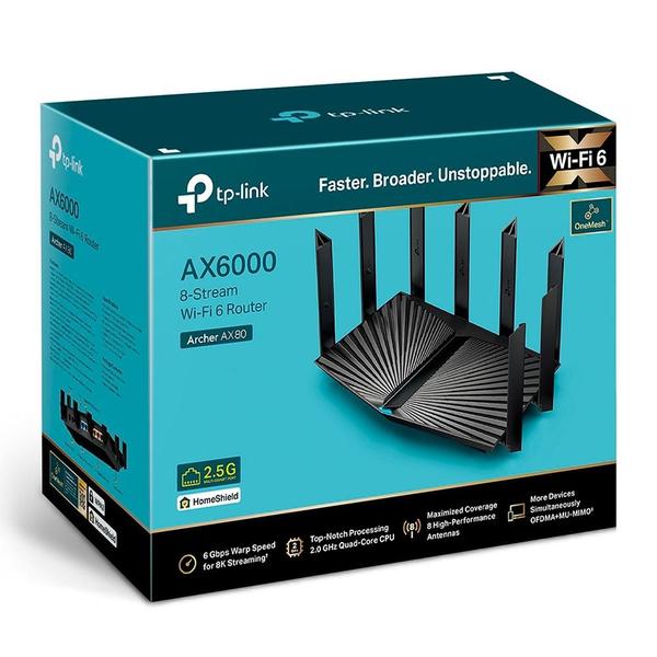 Imagem de Roteador TP-Link Archer AX80 AX6000 8-Stream 2.5 Gig