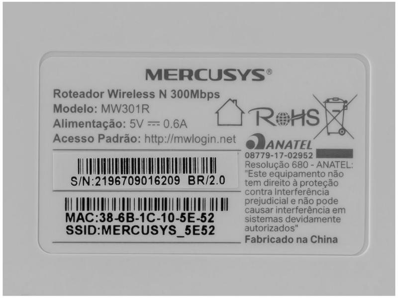 Imagem de Roteador Wi-Fi Mercusys MW301R