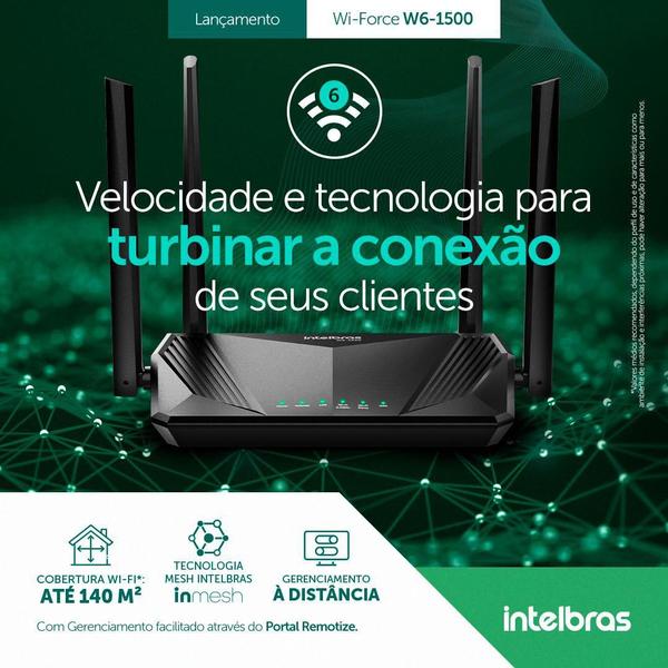 Imagem de Roteador Wifi 6 Intelbras 2,4Ghz 5Ghz Dual Band Portas Lan