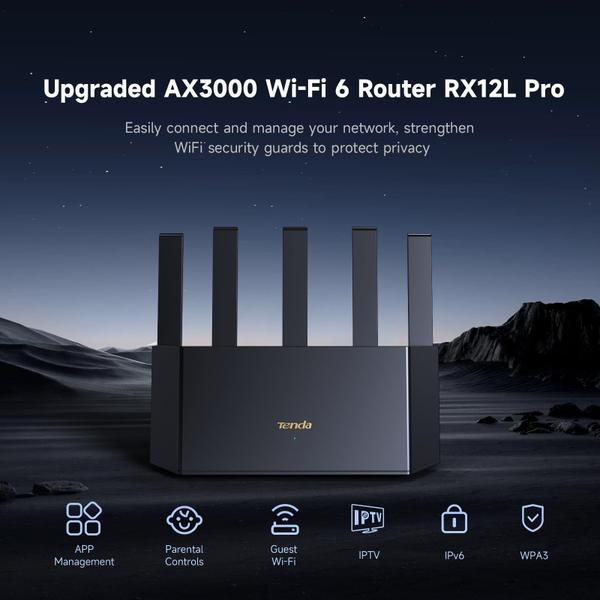 Imagem de Roteador WiFi Tenda AX3000 RX12L Pro de banda dupla 2976 Mbps