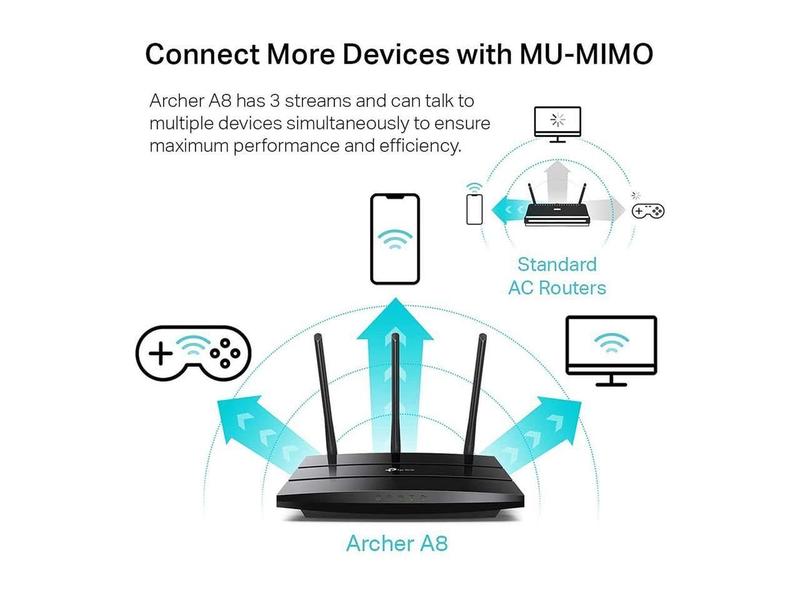 Imagem de Roteador WiFi TP-Link AC1900 Smart Archer A8 de banda dupla Gigabit