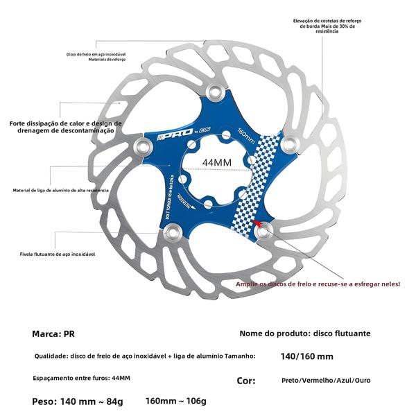 Imagem de Rotor de Freio a Disco para Bicicleta IIIPRO - 140/160mm - Ultra Leve e Anodizado