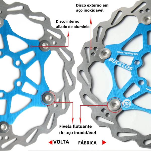 Imagem de Rotores de Freio a Disco Flutuantes para Mountain Bike (160/180/203mm) - 2 Peças em Aço Inoxidável