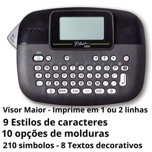 Imagem de Rotulador Brother Pt-m95bk + 05 Fita X-full Mk231 + 4 Pilhas