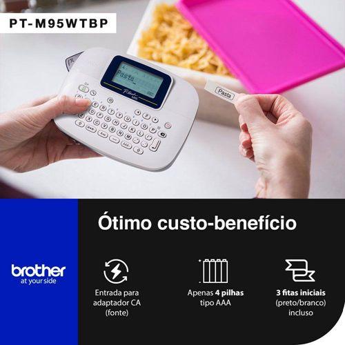 Imagem de Rotulador Eletrônico Portátil Brother Branco Com 3 Fitas - PTM95WTBP