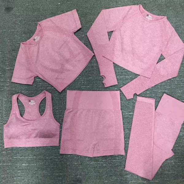 Imagem de Roupa Academia Com 5 Peças Feminina Luxo Premium Calça Top 