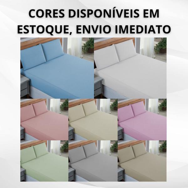 Imagem de Roupa Cama Casal 3 Peças 200 Fios Premium Hotel Pousada Tecido grosso e Macio