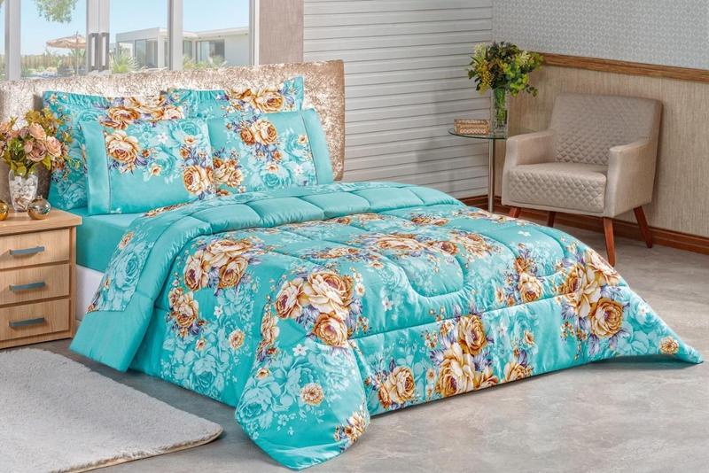 Imagem de Roupa Cama Edredom King Size Micro Percal 200 Fios Titanio