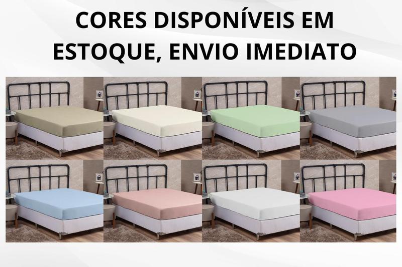 Imagem de Roupa Cama Queen 200 Fios Lençol com Elástico de Algodão