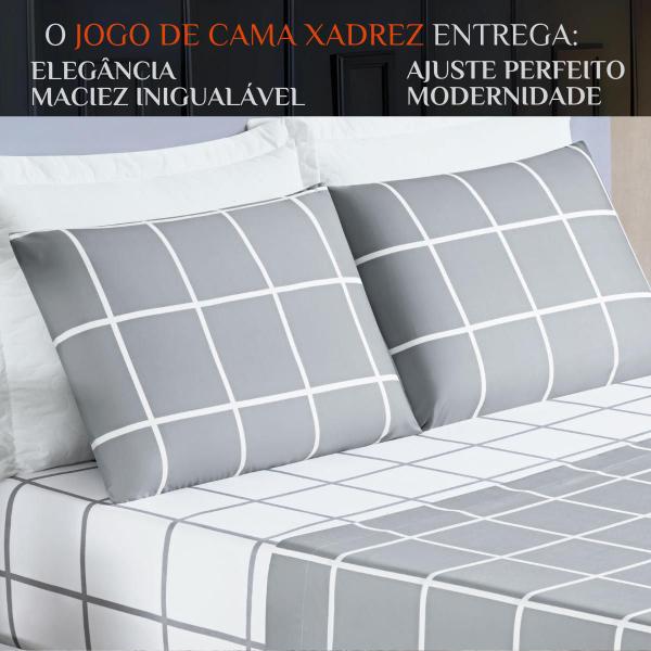 Imagem de Roupa Cama Solteiro Infantil Menino Ou Menina Austin Xadrez Super Moderno 3 Pecas