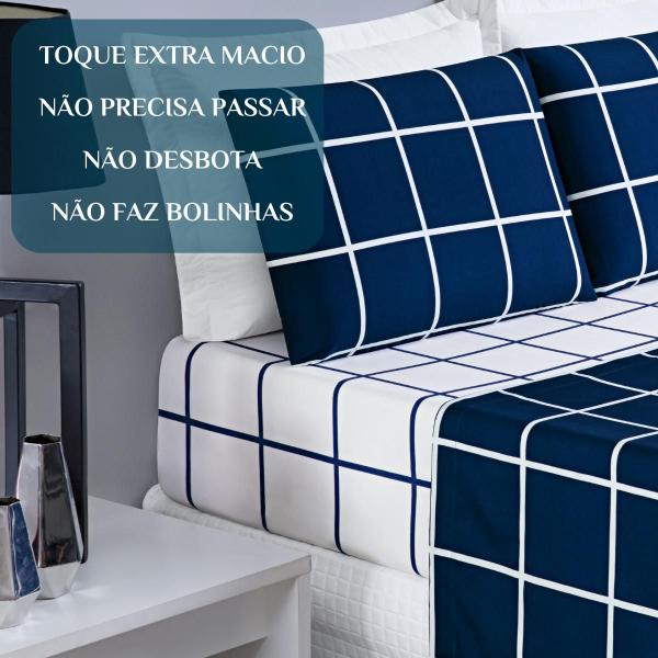 Imagem de Roupa Cama Solteiro Infantil Menino Ou Menina Austin Xadrez Super Moderno 3 Pecas