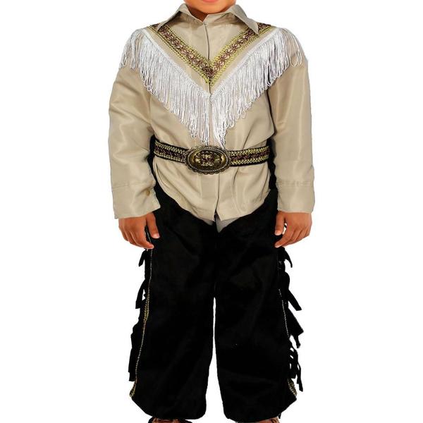 Imagem de Roupa Country Bebe Menino Super Luxo Fantasia Cowboy Vaqueiro Com Chaparreira de 0 a 2 Anos