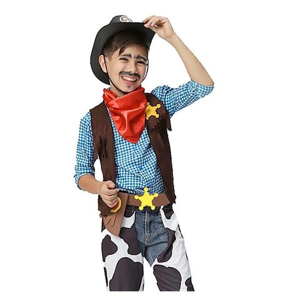 Imagem de Roupa Country Infantil Fantasia Cowboy Xerife Colete e Calça