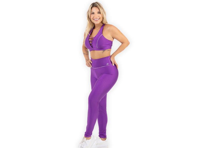 Imagem de Roupa de Academia Feminino Conjunto Calça E Top Cintilante