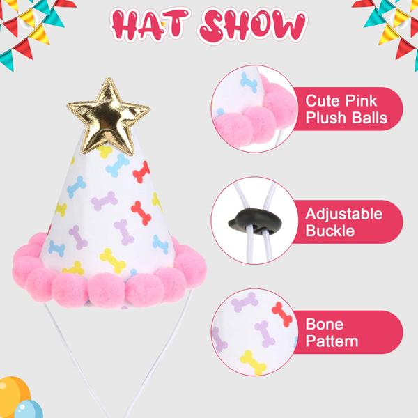 Imagem de Roupa de aniversário para cães EXPAWLORER Cute Hat Bandana Set