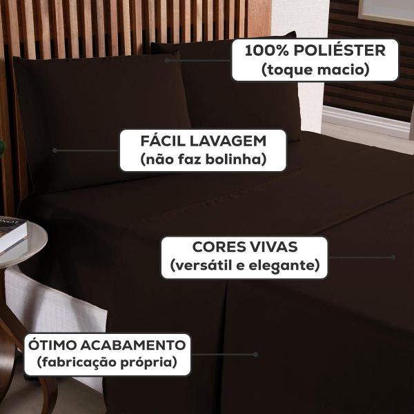 Imagem de Roupa de Cama Casal Padrão Jogo Lençol com Elastico 4 Peças 170 Fios Toque Extra Macio Fronhas Envelope