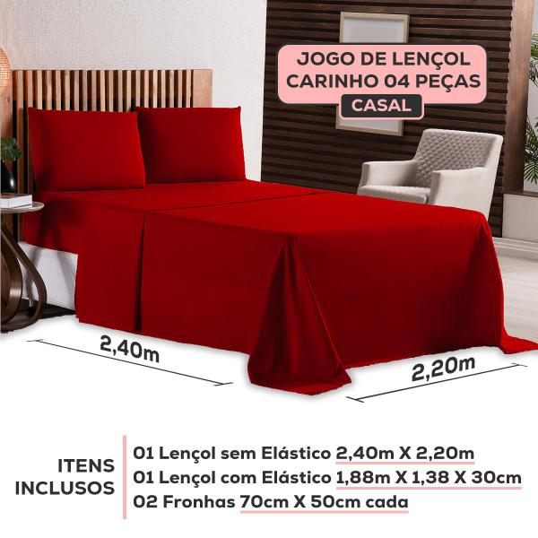 Imagem de Roupa de Cama Casal Padrão Jogo Lençol com Elastico 4 Peças 170 Fios Toque Extra Macio Fronhas Envelope