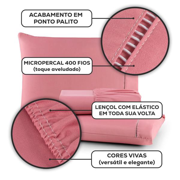 Roupa de Cama Casal Queen Size Jogo Lençol 400 Fios Micropercal 3 Pçs Toque  Macio Premium - Jogo de Cama - Magazine Boutiqueruiz