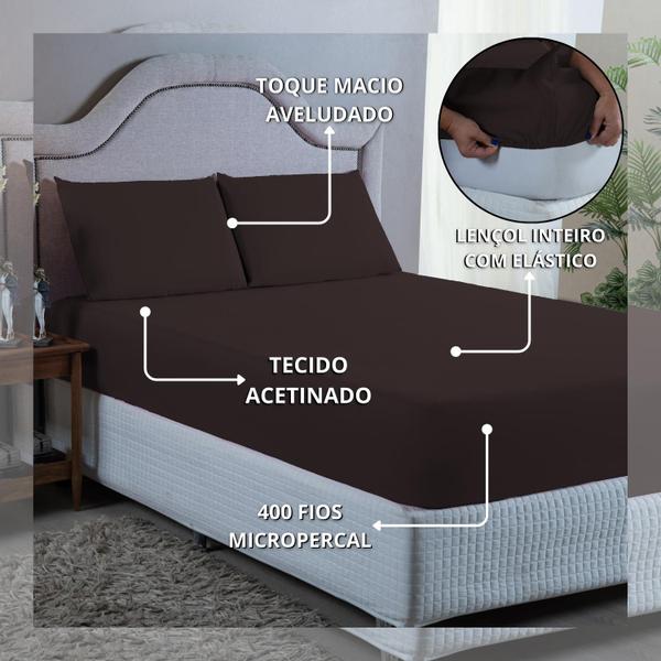 Imagem de Roupa de Cama King Size 400 Fios 3 peças Hotel Pousada Macio Acetinado