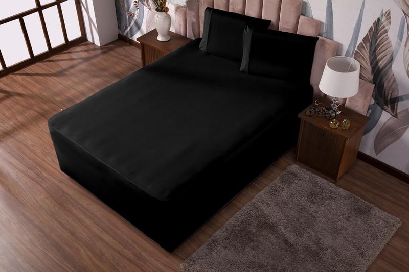 Roupa de Cama para Box Conjugado Queen Lençol com Elástico e Fronha Malha Gel Luva Liso 3p - Ametista Decorações Imagem de Roupa de Cama para Box Conjugado Queen Lençol com Elástico e Fronha Malha Gel Luva Liso 3p