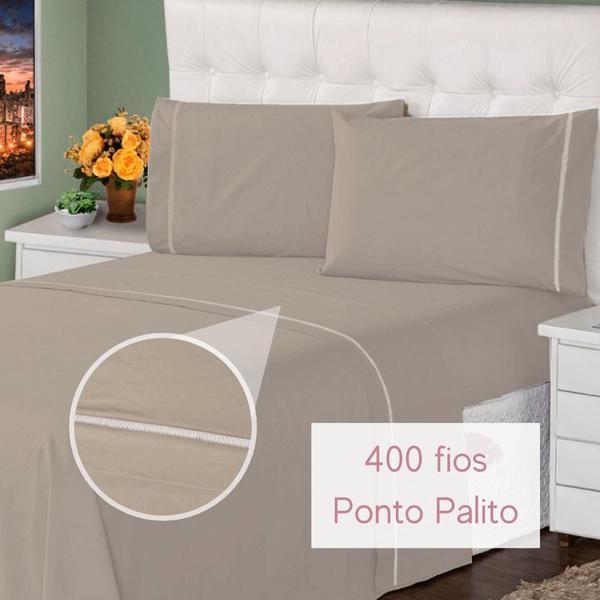 Imagem de Roupa de Cama Queen 400 Fios 3 Peças Ponto Palito Casa Dona