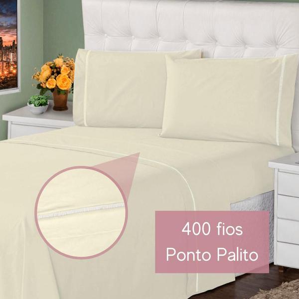 Imagem de Roupa de Cama Queen 400 Fios 3 Peças Ponto Palito Casa Dona